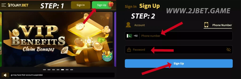 How to Register on 2J Bet