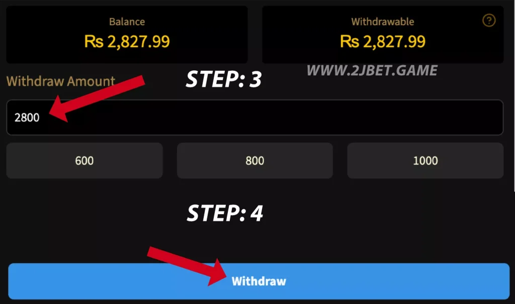 Withdraw money 2j bet